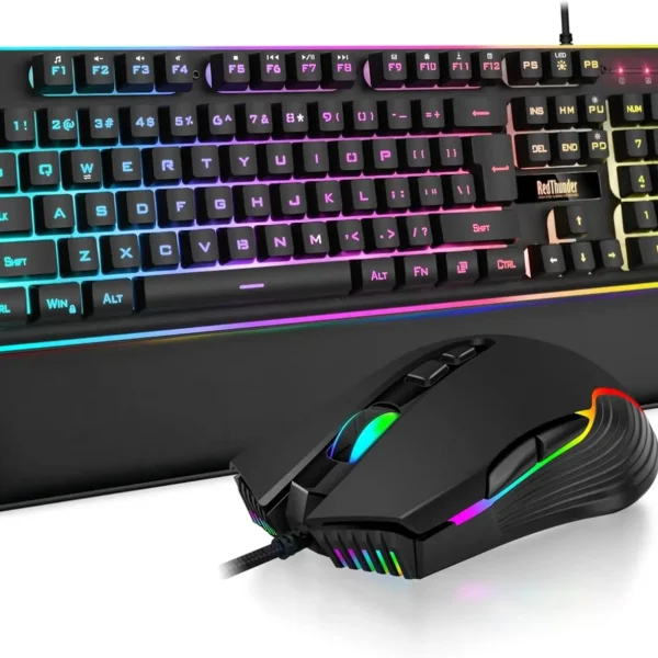 RGB Backlit Gaming Keyboard & Mouse Combo, 7D 7200 DPI, Anti-Ghosting, Wrist Rest Included — RGB