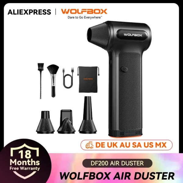 WOLFBOX DF200 Electric Powerful Fan Duster Wireless Air Blower Air Duster 3-Speed Adjustable Portable Fan for Car/Home/Outdoor — WOLFBOX