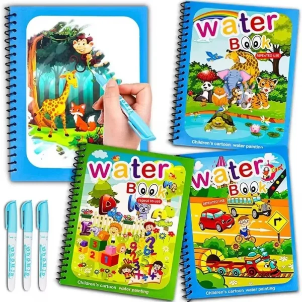 Drawing Coloring Books for Kids Magic Water Book with Pen 2 To 4 Years Old Children Learning Education Toy Baby Montessori Toys — Ring