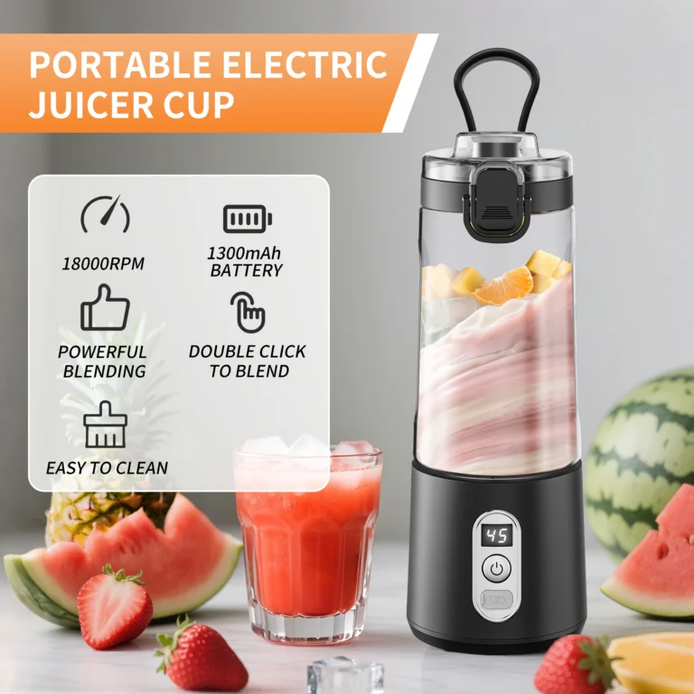 Multifunctional USB Rechargeable Electric Cordless Travel Portable Mini Personal Fruit Cup Juicer Blender With Led Display — Multifunctional