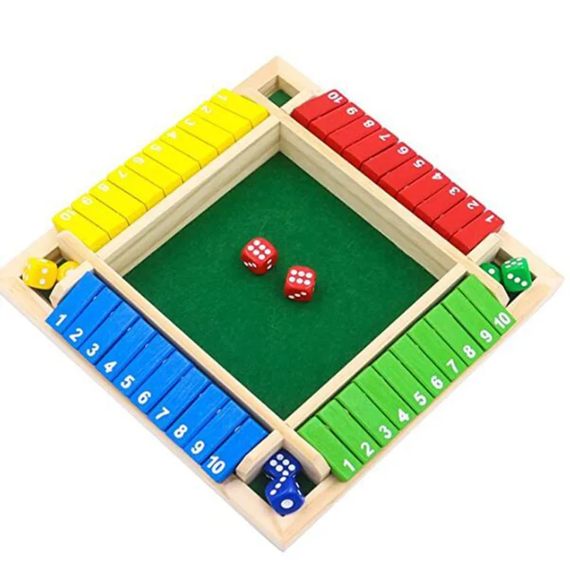 Four-Sided Flip Card Games Intellectual Educational Game Box Dice Toys Parent-Child Games Shut Wooden Number Game Board Games — Four-Sided