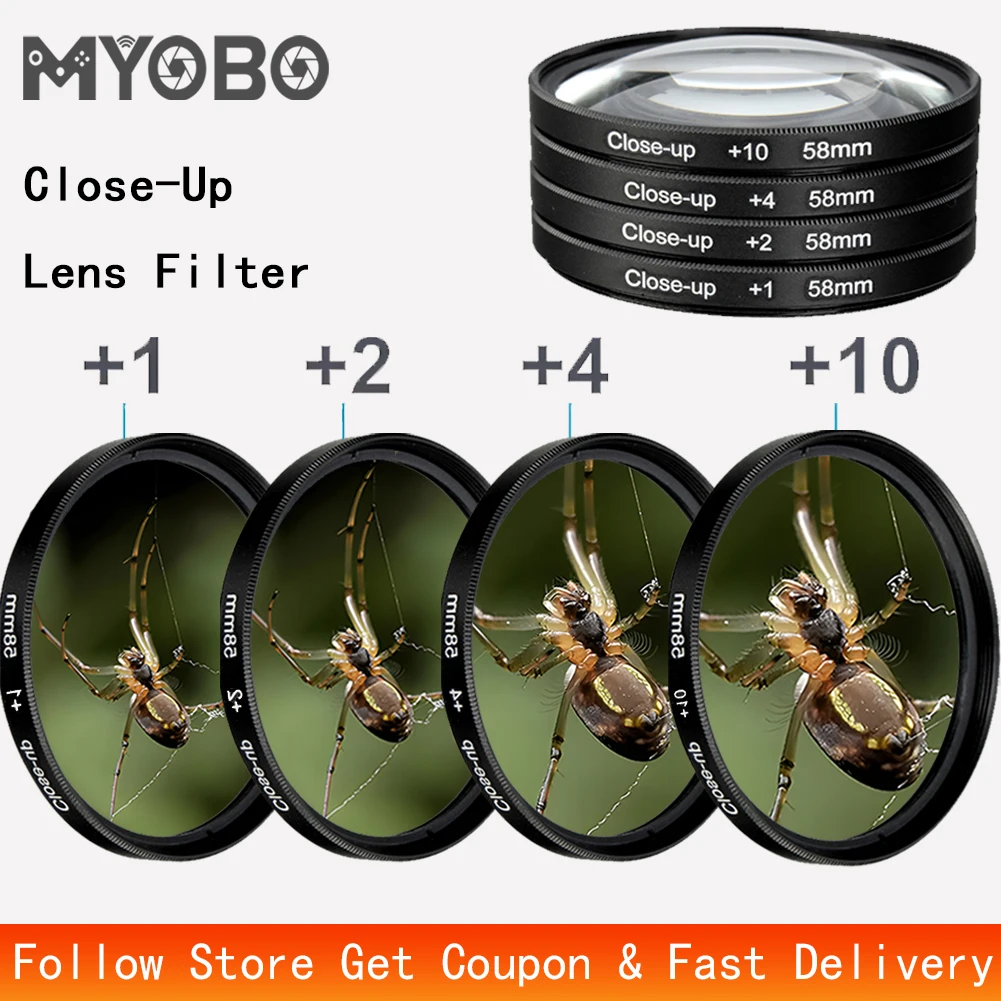 MYOBO Close Up Macro Filter +1 +2 +4 +10 for DSLR SLR Camera Close-up Len Filters - 37 40.5 43 46 49 52 55 58 62 67 72 77 82 mm — MAC
