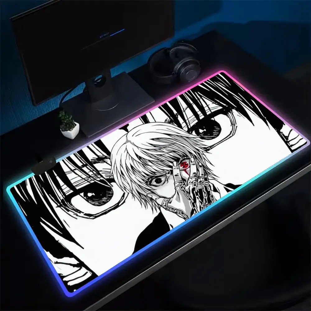HUNTER X HUNTER Sharingan Mouse Pad Anime Gaming Mouse Pad LED Table Pads Backlit Rubber Desktop XXL RGB Desk Mats — Ring