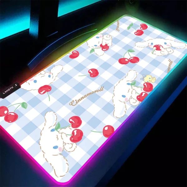 Anime LED Mouse Pad 90x40cm Gaming Backlight Accessories RGB Mousepad Cinnamoroll Gamer xxl Completo Computer Keyboard Desk Mat — Anime