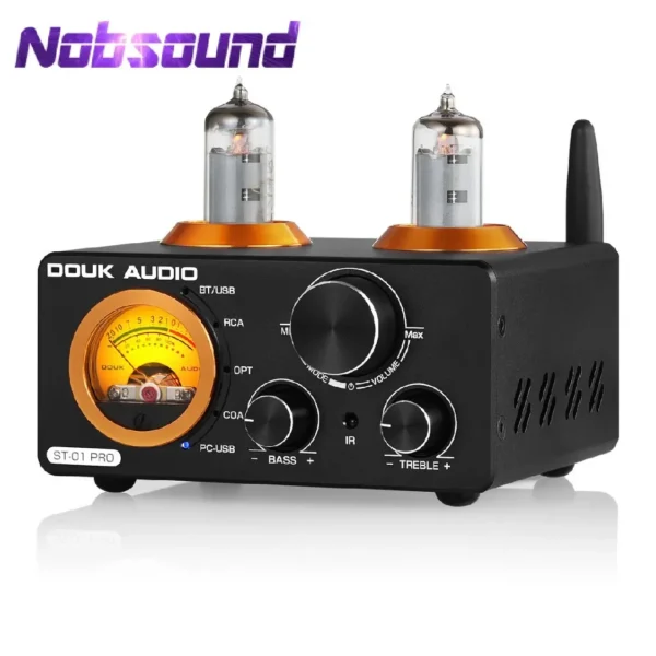 Nobsound HiFi Bluetooth 5.0 Vacuum Tube Amplifier USB DAC Stereo Receiver COAX/OPT Home Audio Digital Amp w/VU Meter 100W+100W — Nobsound