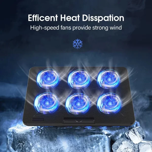 Laptop Cooling pad for 12-17 Inch Laptop Cooler Stand, 6 quiet fans, 5 Angle Adjustable with phone holder — Laptop