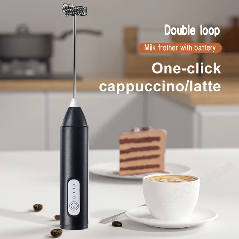 Wireless Milk Frother Electric Type-C Handheld Blender Stainless Steel Mini Coffee Maker Whisk Mixer For Coffee Cappuccino Cream — Wireless