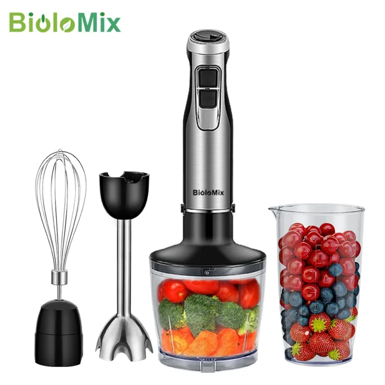 BioloMix 4 in 1 High Power 1200W Immersion Hand Stick Blender Mixer Includes Chopper and Smoothie Cup Stainless Steel Ice Blades — BioloMix