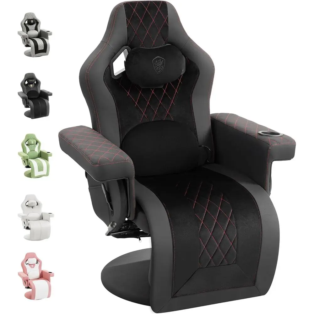 Racing Style Gaming Recliner Chair with Massage Lumbar Support, ootrest, Cup Holder, Side Pouch, High Back Ergonomic Video Game — Sage