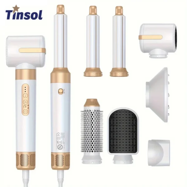 Tinsol 7 In 1 Hair Dryer Brush Brushless High Speed Hair Dryer with Diffuser Ionic Blow Dryer Hot Air Styling Comb Hair Curler — Tinsol
