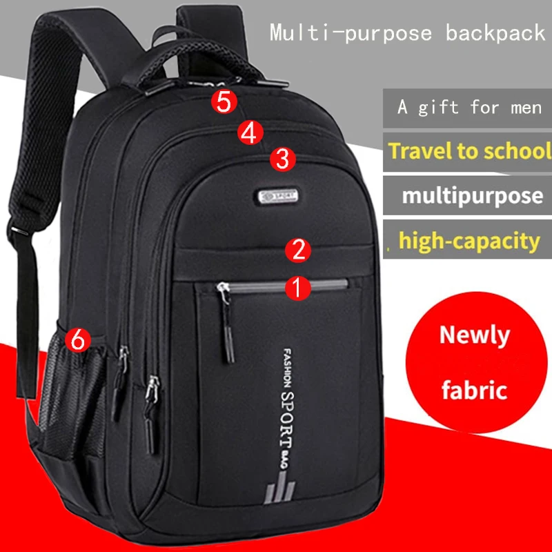 Unisex Large Capacity Backpack, Business Travel Laptop Bag, Multi-Compartment Design, Adjustable Straps, Ideal for Work Leisure — Unisex