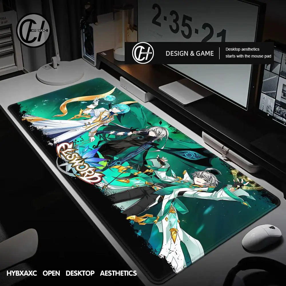 Elsword Mouse Pad Anime Gaming RGB Mouse Pad LED Table Pads Backlit Rubber Desktop Desk Mats XXL — Elsword