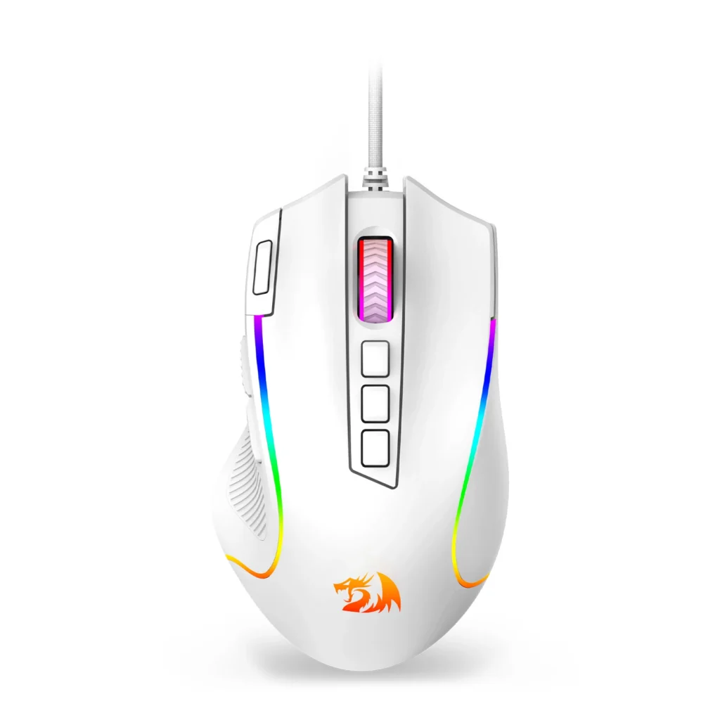 Redragon M612 Predator RGB Gaming Mouse 8000 DPI Wired Optical with 11 Programmable Buttons, White — Redragon