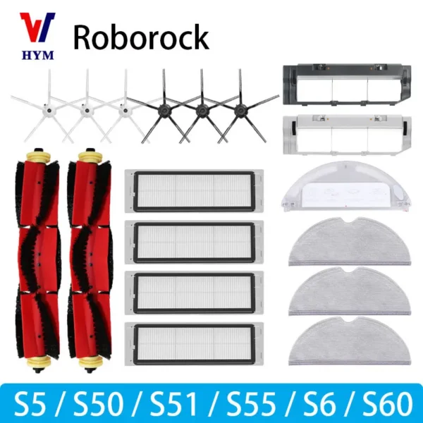 For Roborock S5 S50 S51 S55 S6 S60 S6 Pure Vacuum Cleaner Accessories HEPA Filter Mop Cloth Side Main Brush Spare Parts — Roborock
