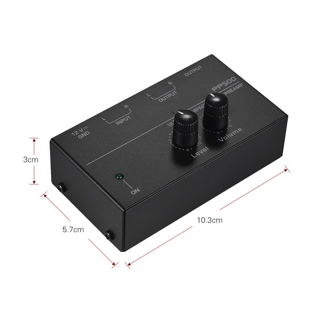 Preamplifier Phono Preamp Ultra-Compact Audio Amplifier with Level Volume Control Turntable Input RCA Output 1/4'' TRS Output — Preamplifier