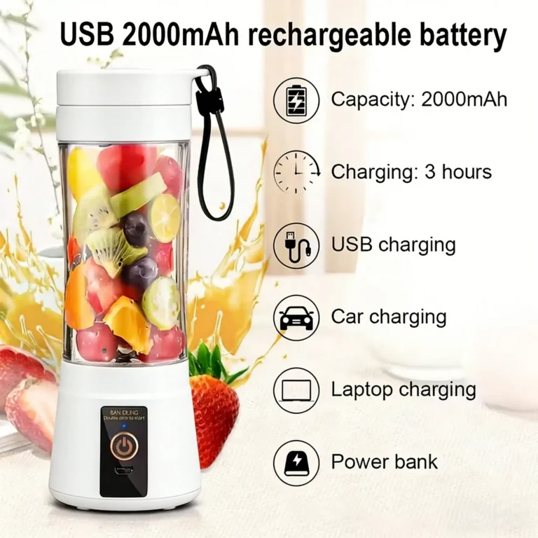 2 colors gorgeous Portable USB charging mini blender and juicer - 3 modes, digital display, 12 blades, 15 OZ, easy to clean, sui — Generic