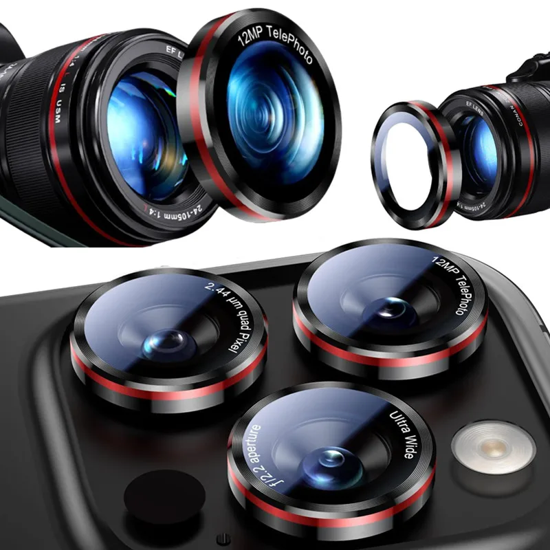 Optik Pro Tempered Glass Metal Camera Lens Protector for IPhone 16 15 14 13 11 Pro Max Plus 12 Mini 16Pro 16e ProMax Lens Cover — Optik