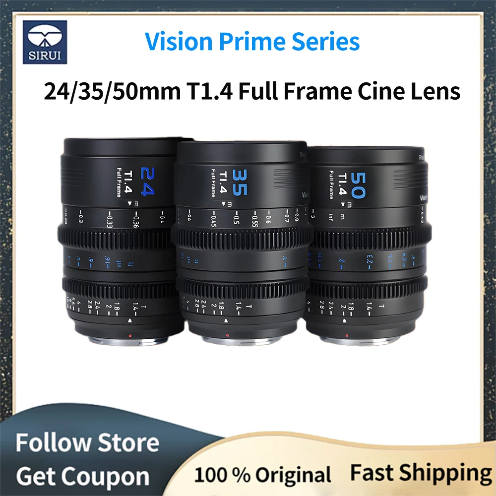SIRUI VP-1 Vision Prime 24/ 35/ 50mm T1.4 Full Frame Manual Focus Cine Lens for Sony E Nikon Z Canon RF Leica L Cameras — Sony