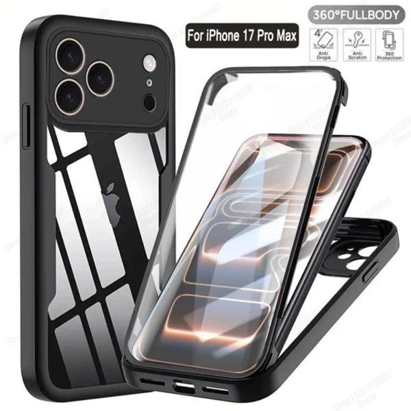 360 Full Cover Case For iPhone 17 Pro Max Air Capa For iPhone 16 Pro Max 14 15 Plus 16E 13 12 Mini Screen Protection Phone Cover — Generic