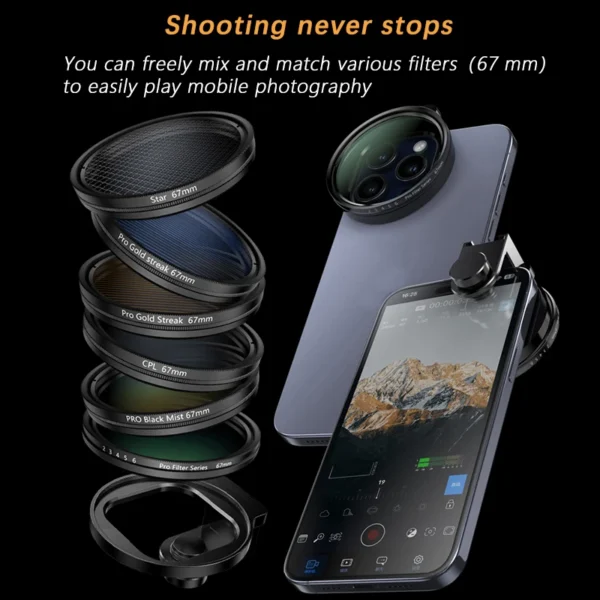 67mm Filter Set Phone Lens Multiple Filters STAR CPL BLACKMIST VND Filter for iPhone Android HUAWEI Xiaomi Canon Sony Nikon — Sony