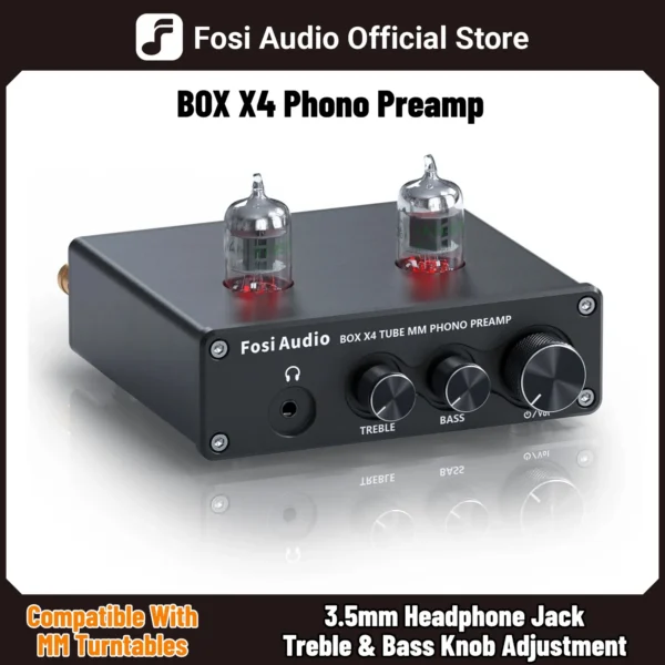 Fosi Audio Phono Preamp for Turntable Phonograph Preamplifier With Vacuum Tube Amplifier HiFi BOX X4 — Fosi