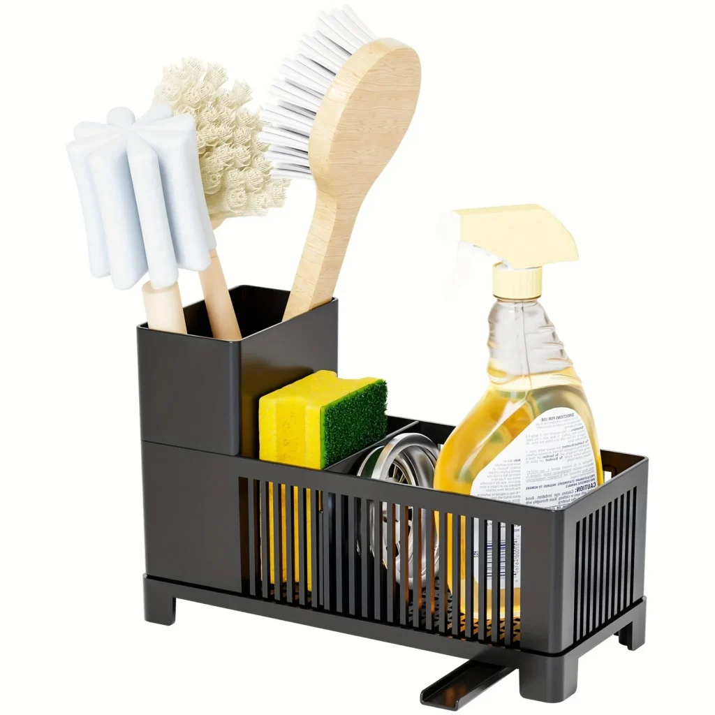 1pc Kitchen Drain Rack Kitchen utensils storage basket used for storing cleaning tools sponge cleaning drying drain basket — Ring