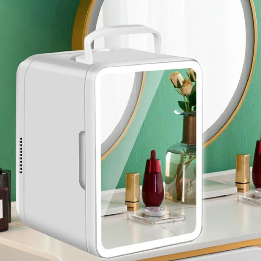 Portable Refrigerator 110V / 12V DC Birthday Gift Refrigerator Organization for Dorm Skincare Home Use Outdoor Beauty Makeup — Portable