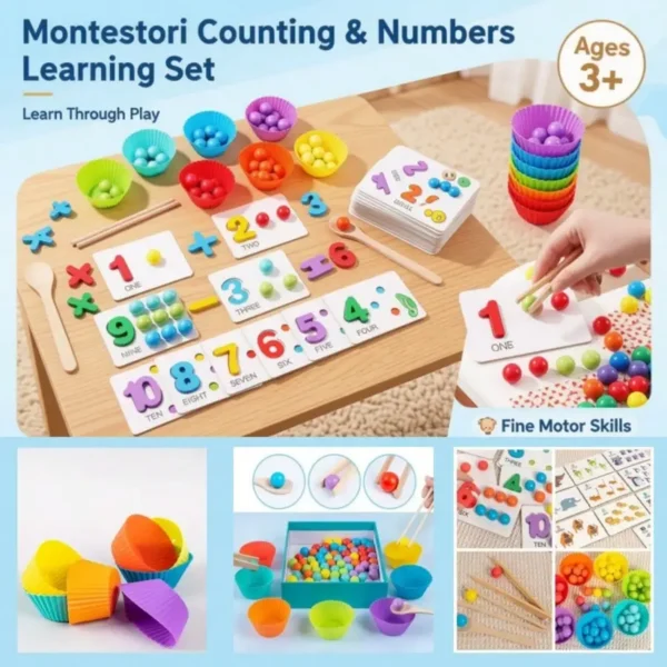 Children's Day Best Gift Montessori Rainbow Counting Bead Puzzle, number sorting & stacking STEM educational toy for kids 3+. — Children's