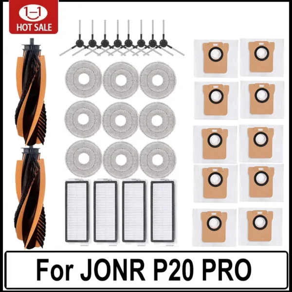 For JONR P20 PRO / T5 Pro Robot Vacuum Cleaner Accessories Main Side Brush Hepa Filter Mop Cloth Replacement — For