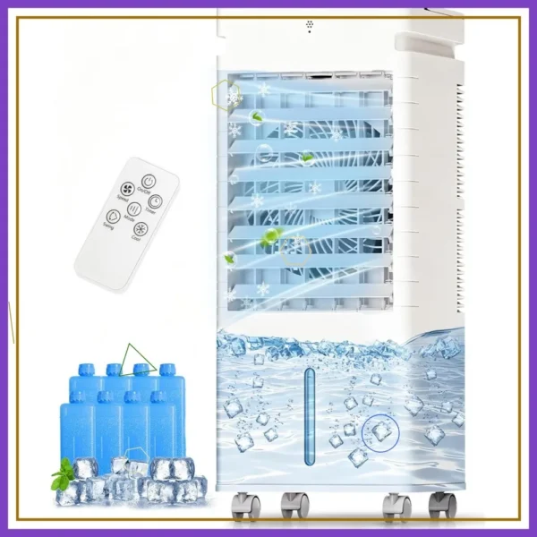 Portable Air Conditioner, Swamp Cooler for Room, Windowless AC Fan with Remote, 5L Tank, 12 Speeds, 9H Timer — Portable