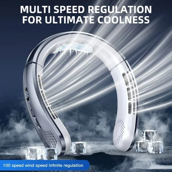8000mAh Air Cooler USB Hanging Neck Fan Portable Bladeless Mini Rechargeable Mute LED Digital Display Electric Fans 2025 New — Generic