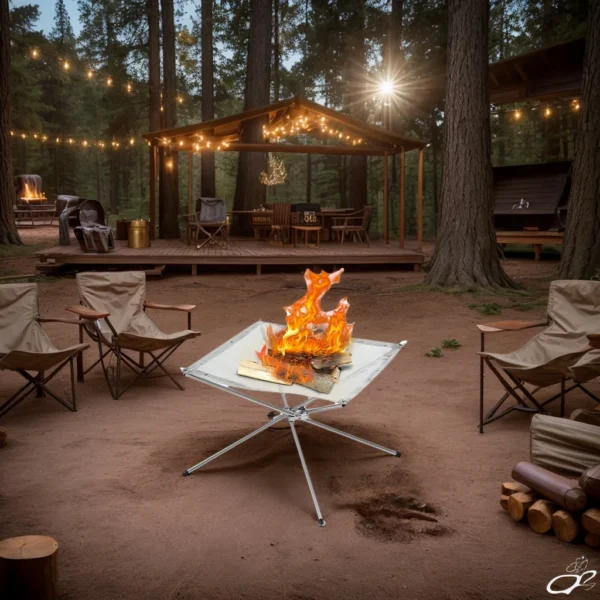 Portable Outdoor Fire Pit Collapsing Steel Mesh or Fire Stand Stove Shelf for Wood Heater Camping Supplies Backyard Garden — Portable