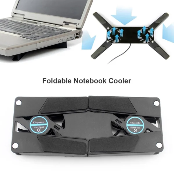 USB Powered Foldable Cooler Pad with Double 60mm Fans Notebook Cooling Pad Cooling Pad Bracket for Notebook Laptop PC Computer — USB
