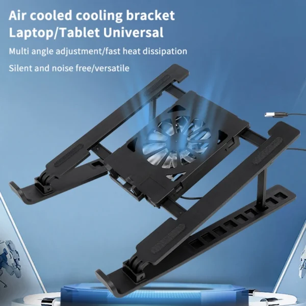 Laptop Cooler Base Stand Foldable Laptop Cooling Pad Holder Portable Notebook Radiator Bracket Heighten Rack With 1 Cooling Fans — Laptop