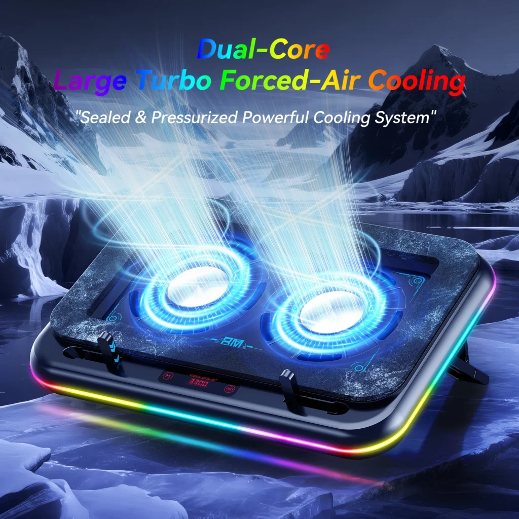 COOLCOLD RGB Laptop Cooling Pad, Gaming Laptop Cooler with Dual Powerful Turbofan, Fast Cooling Laptop 15.6-17inch Notebook — COOLCOLD