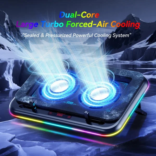 COOLCOLD RGB Laptop Cooling Pad, Gaming Laptop Cooler with Dual Powerful Turbofan, Fast Cooling Laptop 15.6-17inch Notebook — COOLCOLD