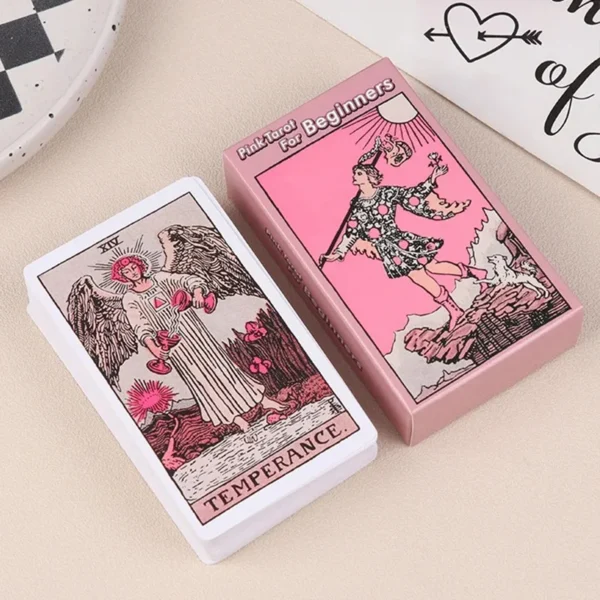 Pink Rider Waite Tarot Cards Deck Set for Beginners Prophecy Divination Deck Family Party Board Fate Card Fortune Telling Game — Pink