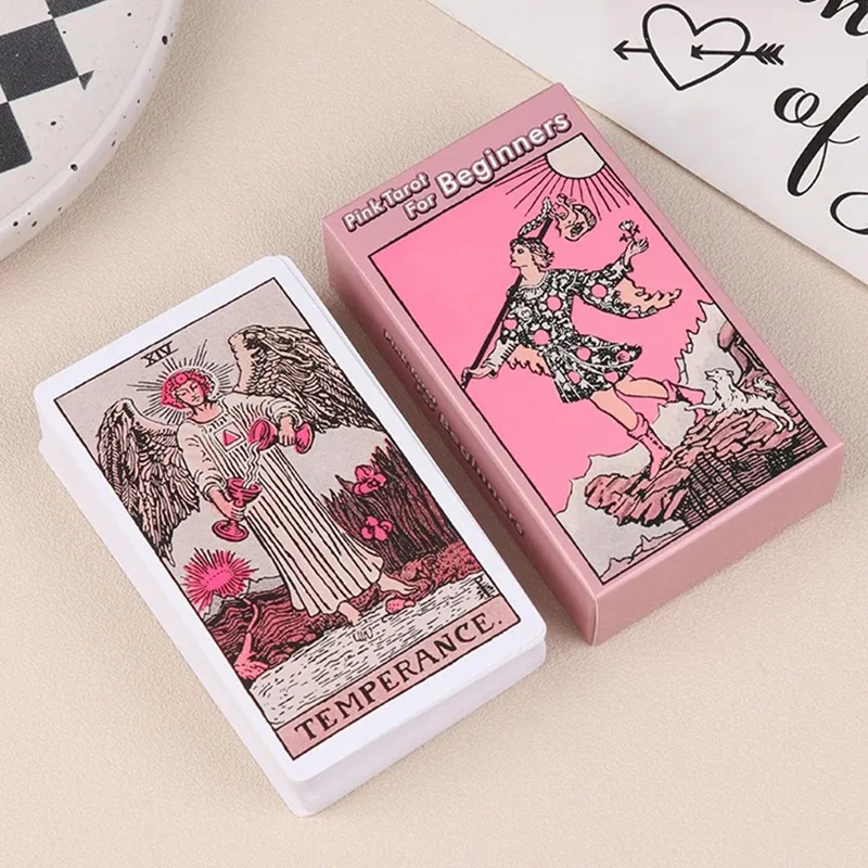 Pink Rider Waite Tarot Cards Deck Set for Beginners Prophecy Divination Deck Family Party Board Fate Card Fortune Telling Game — Pink