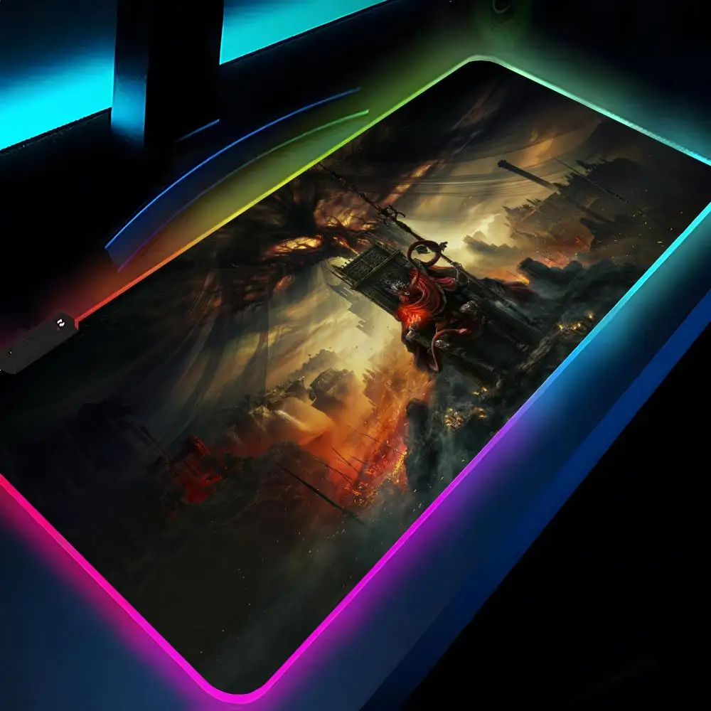 EldenS R-RingS Mouse Pad Rgb Xxl Laptop Mat Gaming Mousepad Backlit Keyboard Gamer Girl Table Pads Desk — Ring