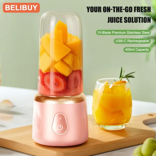 400ml Portable Juicer Blender Electric Fruit Juicer USB Charging Lemon Orange Fruit Juicing Cup Smoothie Blender Machine — MAC