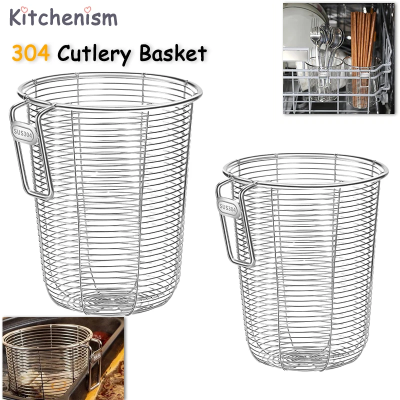 Kitchenism 304 Kitchen Chopstick Holder Organizer Hanging Wall Stainless Steel Tableware Drainer Fork Spoon Dishwasher Basket — Kitchenism