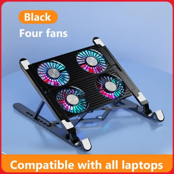 Laptop Cooling Pad with 2/4 Fans Foldable Loptop Support RGB Silent Gaming Laptop Cooler Fan 7 Height for 11-17.3 Inch Notebook — Laptop