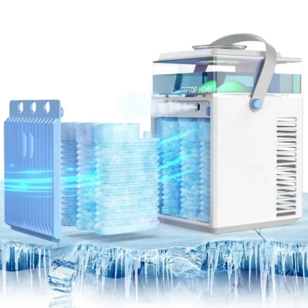 Portable Air Conditioner Fan, Rechargeable 5-IN-1 Personal Mini Cooler Humidifier, 3-Speed Evaporative Air Cooler with 7 Color — Portable