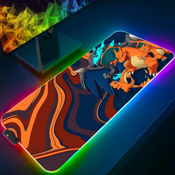 LED Light Desk Mat XXL Computer P-pokemon Eevee Mousepad Backlight Keyboard mat Table Mause Gaming Mouse Pad RGB Carpet — LED