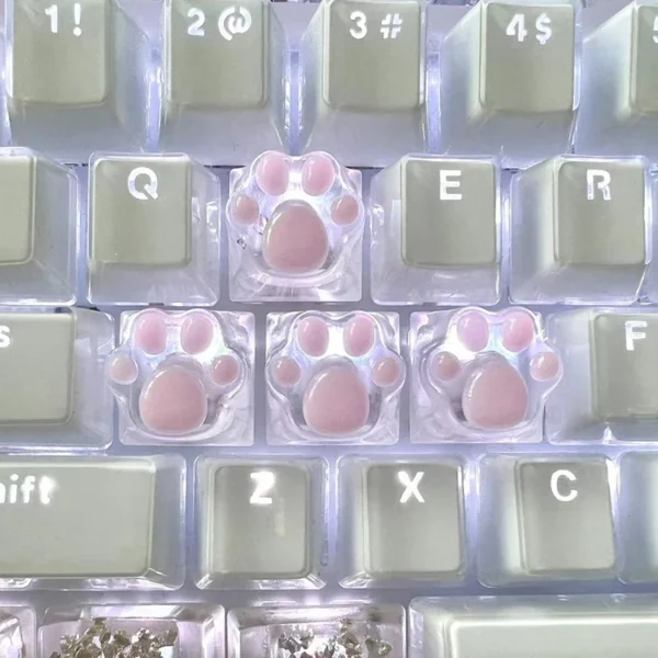 Mechanical Keyboard Resin Keycap Cat Paws Pad Clear Backlit RGB WASD Arrow ESC Key Cartoon Cute OEM XDA Cherry Profile Mx Switch — Mechanical