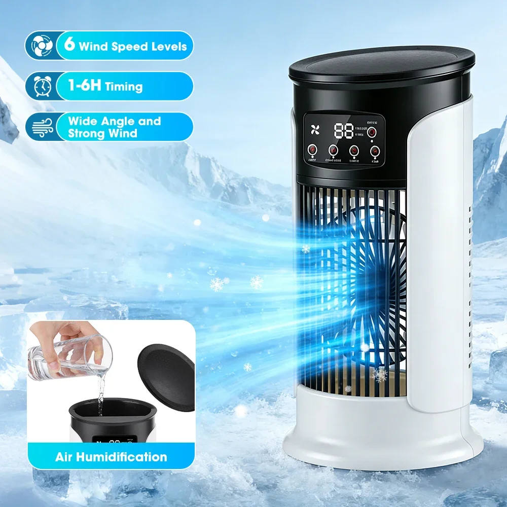 3 In 1 Household Fan Air Conditioner Portable 6-gear Air Cooler LED Night Light Humidifier Air Adjustment Fan Office Home Fan — Generic
