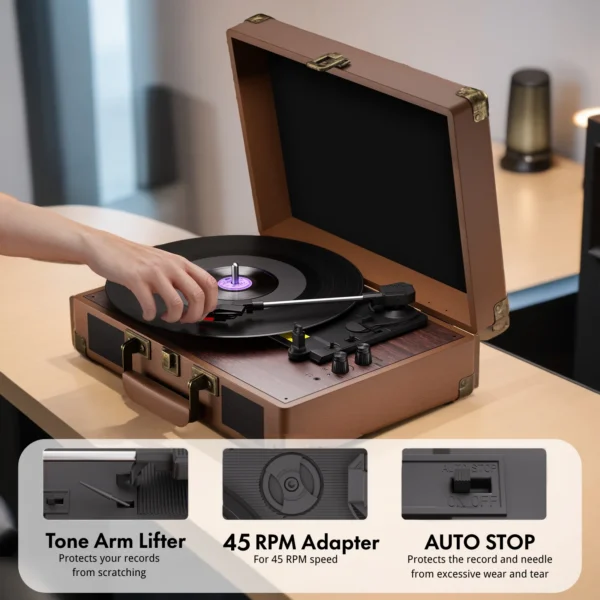 MAIO Record Player, 3-Speed 33/45/78RPM Vinyl Spinner with 2 Built-in Stereo Speakers, Headphone Jack — MAIO