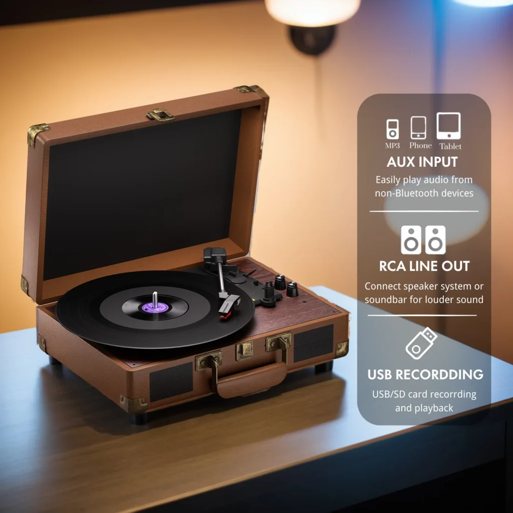 MAIO 3-Speed 33/45/78RPM Vinyl Spinner with 2 Built-in Stereo Speakers, Retail Packaging, Record Size Converter — MAIO