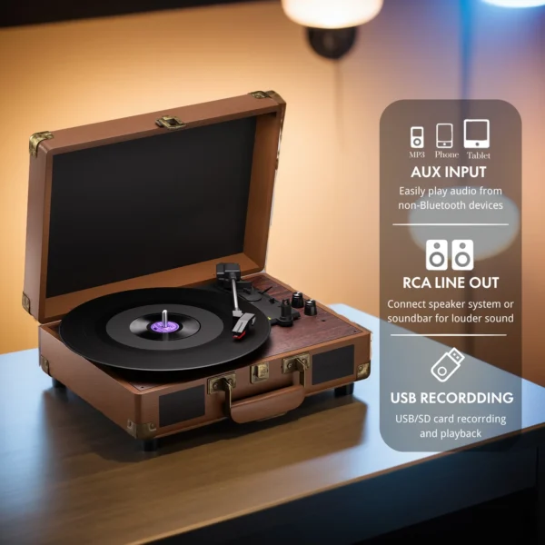 MAIO 3-Speed 33/45/78RPM Vinyl Spinner with 2 Built-in Stereo Speakers, Retail Packaging, Record Size Converter — MAIO
