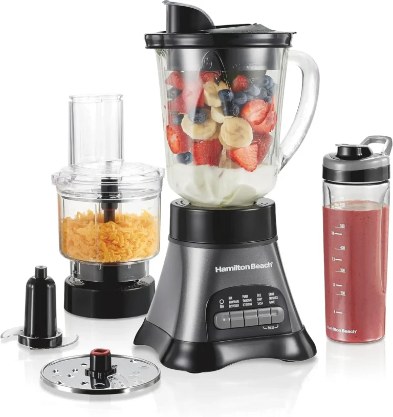 Blender and Food Processor Combo – 40oz Glass Jar, Portable Travel Cup, 3-Cup Electric Food Chopper, 700W – Gray/Black (58163) — Blender